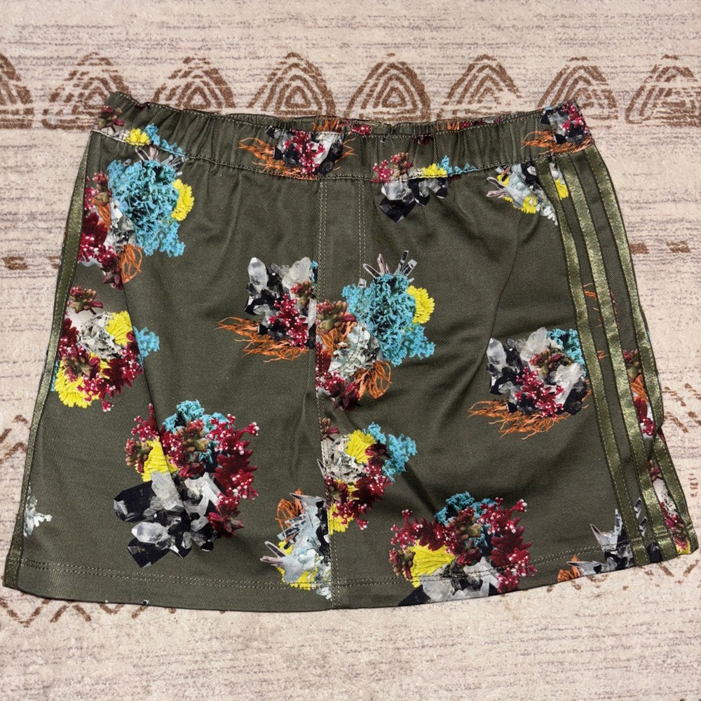 Floral Print Skirt with Stripes